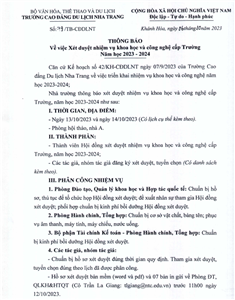 79- ĐT- Thông báo xét duyệt nhiệm vụ KH & CN cấp Trường năm học 2023-2024