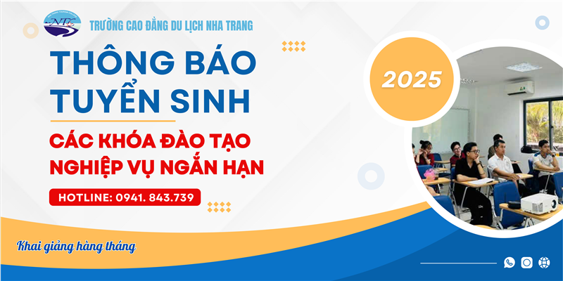 Thông báo tuyển sinh đào tạo dưới 3 tháng các Nghiệp vụ du lịch